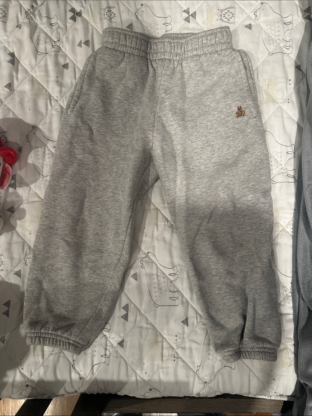 GAP Gray Sweatpants with Embroidered Bear Accent